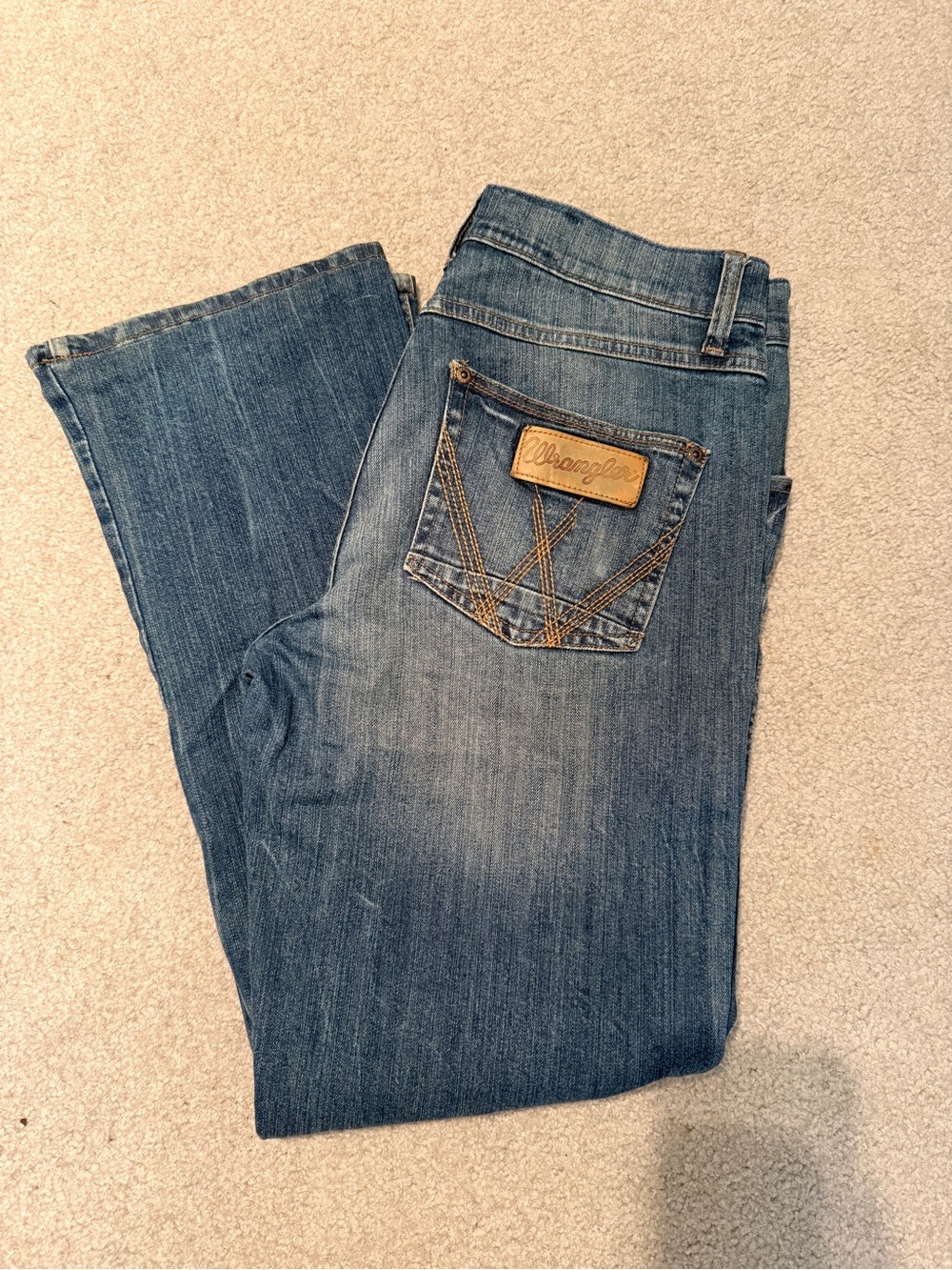 Wrangler Men's Denim Bootcut Jeans in Medium Blue Wash